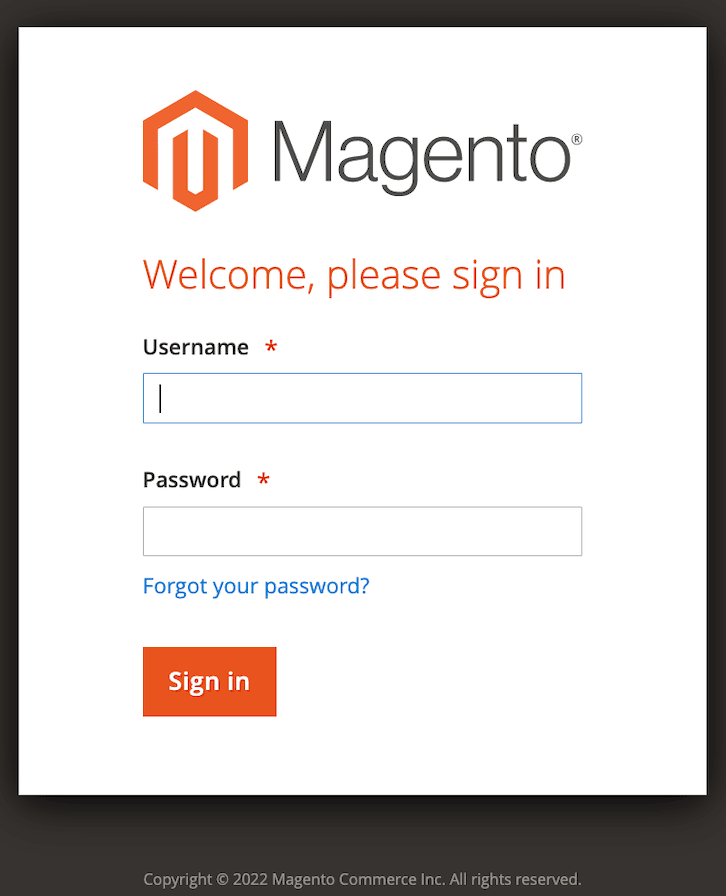 Magento login