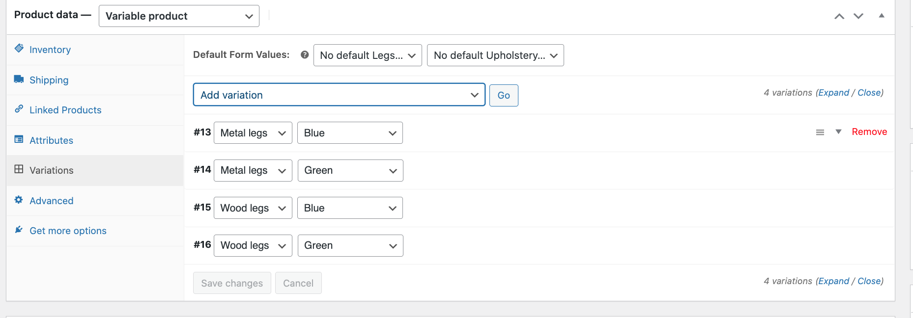 WordPress/Products/Product Data/Variations