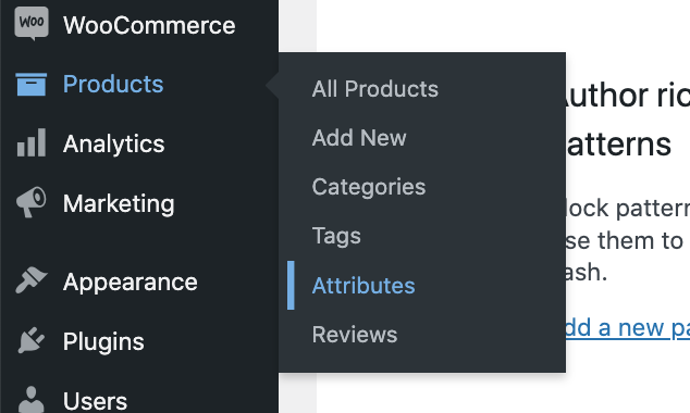 WordPress/Products/Attributes